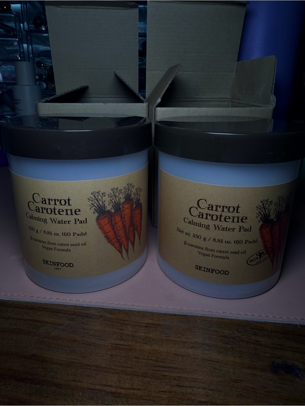 2 x Skinfood Carrot Carotene Calming Water Pad, 60 Pads in each, Brand New